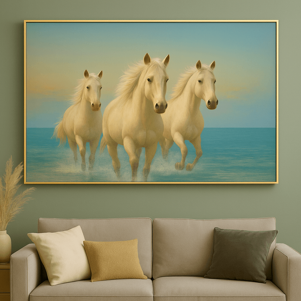 Premium Acrylic 3D UV Printed Wall Art-3 Running Horses view 3