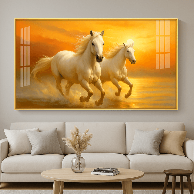 Premium Acrylic 3D UV Printed Wall Art- 2 Running Horses